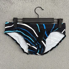Todd Sanfield Swim Brief Mens Small Black Blue Deep Emperor Abstract Micro NEW