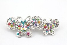 Colorful Impressive Double Butterfly Austrian Crystal Hair Barrette Clip