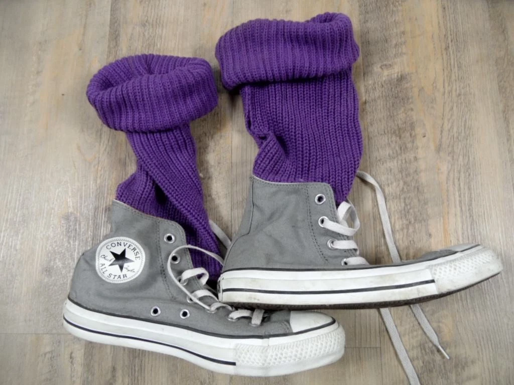 Converse cool Chucks grigio con reggicalze viola taglia 37 5 RC1017