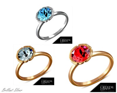 Damen Ring Fingerring Edelstahl Rosegold SWAROVSKI Elements Pink Blau Weiss