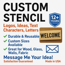 Custom Stencil Made to Order – Text, Logo, or Design – Reusable Mylar Sheet