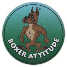 Round Dog Breed Car Magnet - Boxer Attitude - Bumper Sticker Decal