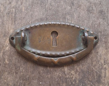 Vintage Brass Key Hole Plate Pull Handle Art Deco Small Furniture Escutcheon