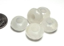 WHITE AGATE 14mm Faceted Rondelle Beads 5mm LARGE HOLE 2 pcs