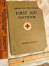 AMERICAN RED CROSS REVISED EDITION FIRST AID TEXTBOOK 1945 WITH DRAWINGS