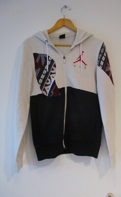 NIKE AIR JORDAN WEISSER FLEECE-GEFÜTTERTER HOODIE MIT HYBRID-PATCHES SUPER SMALL