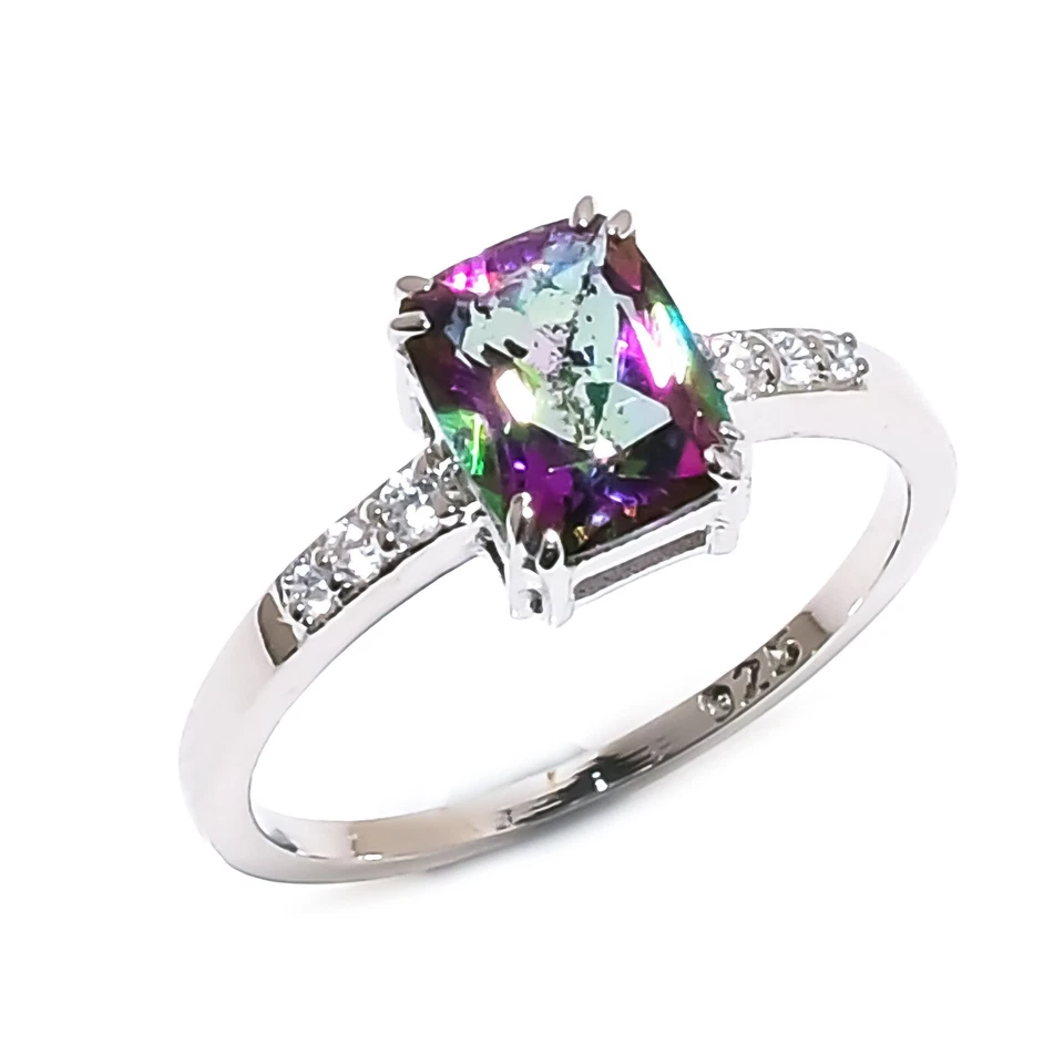 Anillo de topacio místico anillo de plata de ley 925 para mujer anillo de regalo de boda delicado Foto 4 de 4