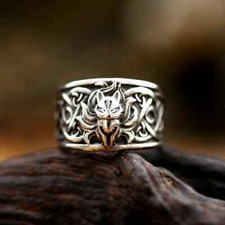 Vintage Fashion Viking Celtic Knot Stainless Steel Fox Rings Sizes 7-14