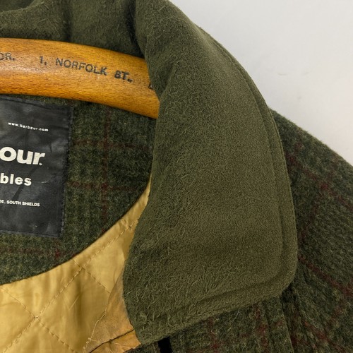 Barbour Loden Tweed Coat Mens Large Green Check Shooting Hunting Field Jacket - Picture 15 of 23