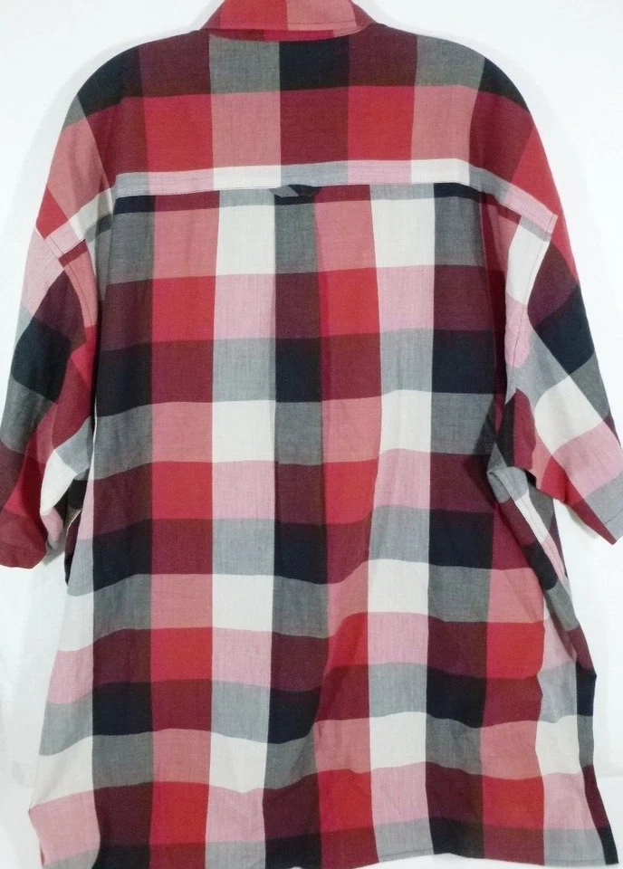 Ropa deportiva Knights-Camisa con botones de manga corta para hombre-3XLT XXXL alta-roja a cuadros Foto 3 de 4