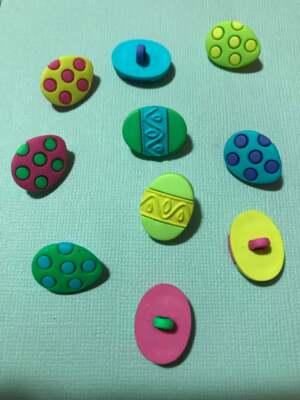 Easter Painted Eggs Plastic Buttons/Sewing craft supplies/Doll making/Cake decor