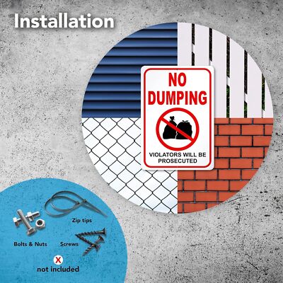 Lot De 2 Panneaux « No Dumping », 25,4 X 17,8 Cm – Aluminium