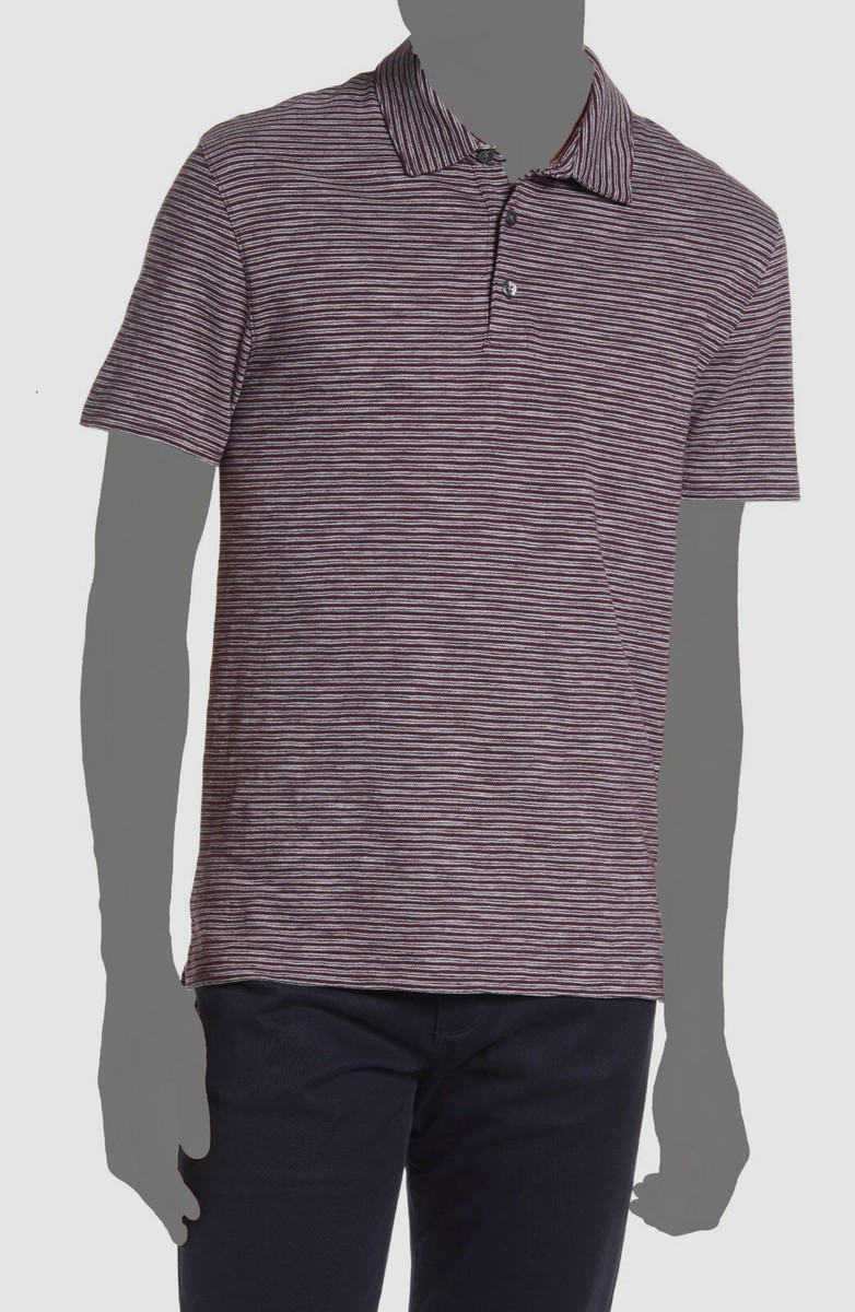 $145 Vince Mens Red Stripe Cotton Polo Shirt Size XL | eBay