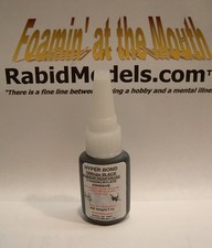 RUBBER TOUGHENED CA SUPER GLUE - 1 oz MEDIUM BLACK Cyanoacrylate - Pin Cap