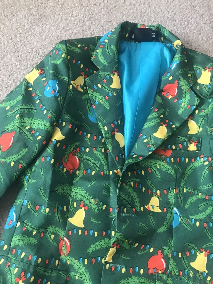 Suitmeister Jacket Med 8-10 yrs Old Happy Holidays Sport Coat Festive Christmas - Image 4 of 4