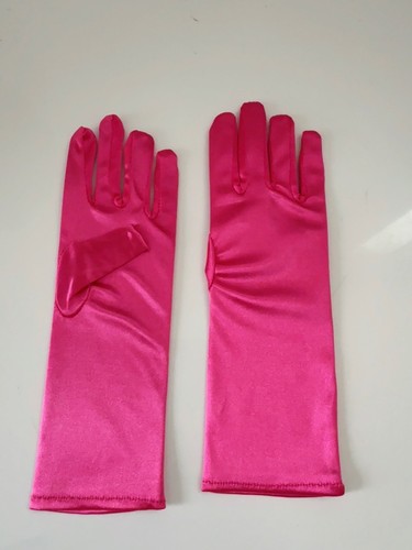 AU Girls Kids Children Cosplay Costume Princess Party Blue Or Pink Satin Gloves - Picture 5 of 12