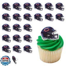 DecoPac NFL Chicago Bears Helmet Rings, 24 Football Cupcake Decorations, Offi