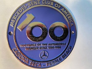 Mercedes Benz 100 year 1986 LaGuna Seca Pebble Beach Commemorative Medallion