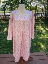 Soft Romantic Pink Floral Vintage Large Nightgown With Delicate Lace Trim Whispe