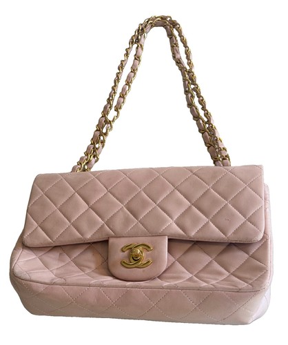 Vintage CHANEL Classic PINK Double Flap Gold CC Hardware Shoulder Bag