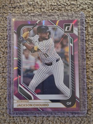 2026 Donruss BB Optic Jackson Chourio #83 Purple Prizm 37/49 1st On Print