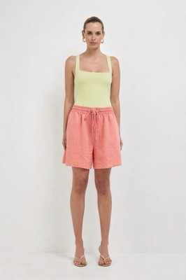 Sheike Shorts Leinen lachs koralle lässig feminin Kordelzug Resort Größe 14 XL