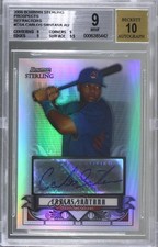 2008 Bowman Sterling Prospects Refractor /199 Carlos Santana BGS 9 MINT Auto 9wb