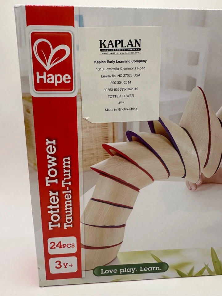 NEW Hape Totter Tower Uniquely Angled Bamboo Blocks Creative Thinking Building - Image 3 of 4