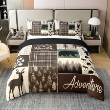 Rustic Patchwork 100 Cotton Duvet Cover Hunting Deer Bear Comforter Cover Qu...