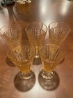 Vintage Federal Sharon Pink/Orange Cabbage/ Rose Footed 6.75” Glasses-Set of 5.