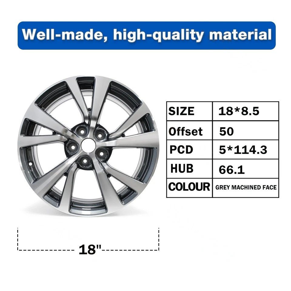 18" x 8.5" Replacement Alloy Wheel Rim for 2016 2017 2018 Nissan Maxima 62721 Foto 2 de 4