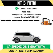 Kit 3 Filtri Tagliando per MINI Mini One 66 kw Benzina 2001-2006