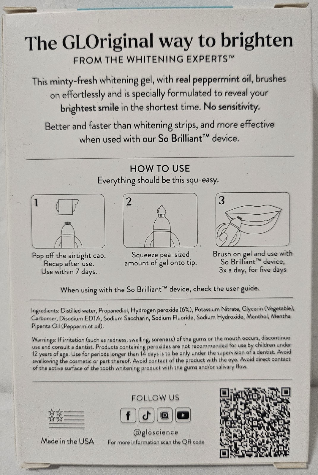 GLO Science - Teeth Whitening Gel Pods in Original Mint Flavor (Pack of 5)