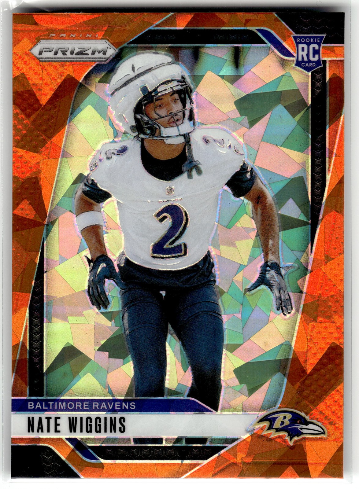 Nate Wiggins 2024 Panini Prizm #380 Rookie Baltimore Ravens Orange Ice RC