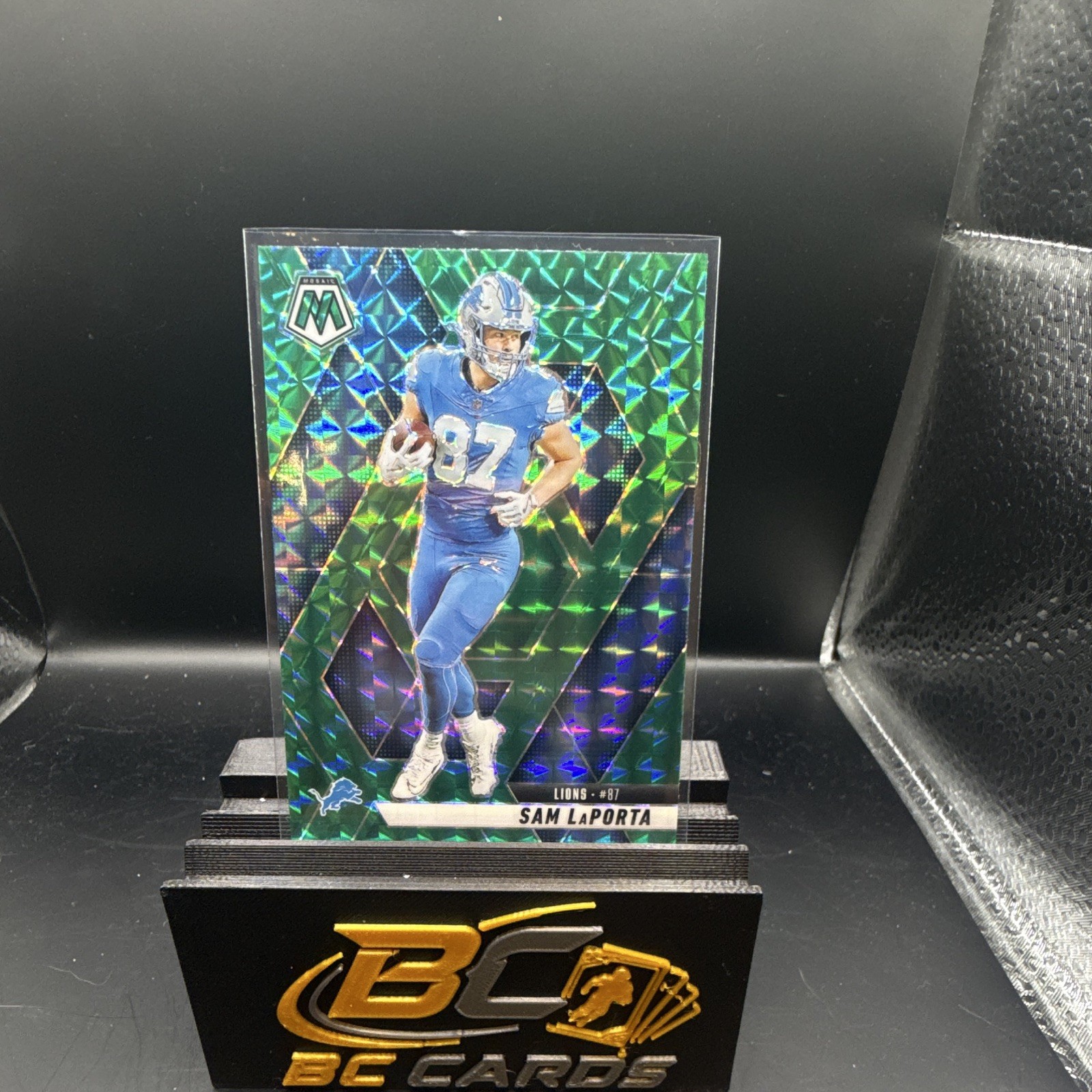 Panini 2025 Mosaic Prizm Sam LaPorta #63 Detroit Lions Green & Blue NFL Football
