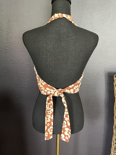 Altar'd State Floral Brown Halter Crop Top Size Large Boho Festival Country Chic - Picture 6 of 11