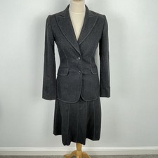 LK Bennett grey wool skirt suit size 8 check measurements in description 