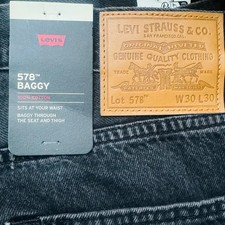Levi's 578 Baggy Jeans Black Wash W30 L30 New Official
