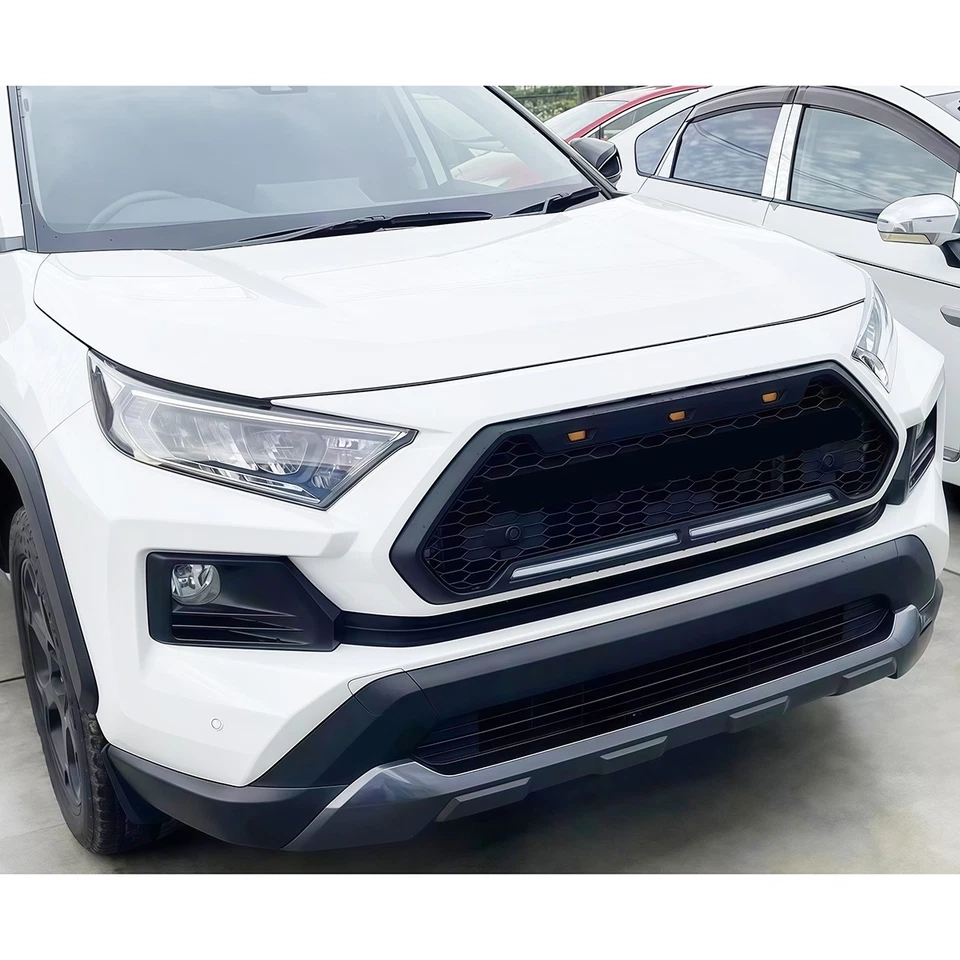 Black Front Grille  Fits For Toyota RAV4 2019-2024 Grille W/Amber Lights - Image 2 of 4