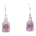 925 Sterling Silver Vintage Earrings Elegant Amethyst Halo Topaz Dangle  EG14334