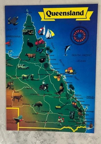 Map Of Queensland Postcard