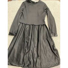 Vintage Miss Challenge Dress Womens 14 Long Sleeve Layered Scallop Black Poly