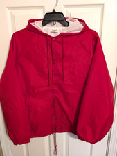 Vintage AUBURN SPORTSWEAR Size Large Red Nylon Snap Up Jacket Made in USA/NWOT