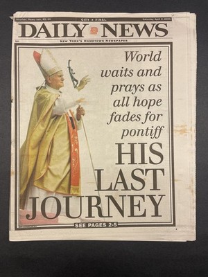Pope John Paul II Dies April 2 2005  New York Post newspaper Complete & unread.