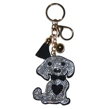 Popfizzy Rhinestone Dog Keychain for Women, Bling Dog Backpack Keychain