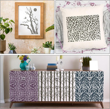 Tree Texture Stencils Painting, 12 Pcs Tree Branches Stencils for Painting on...