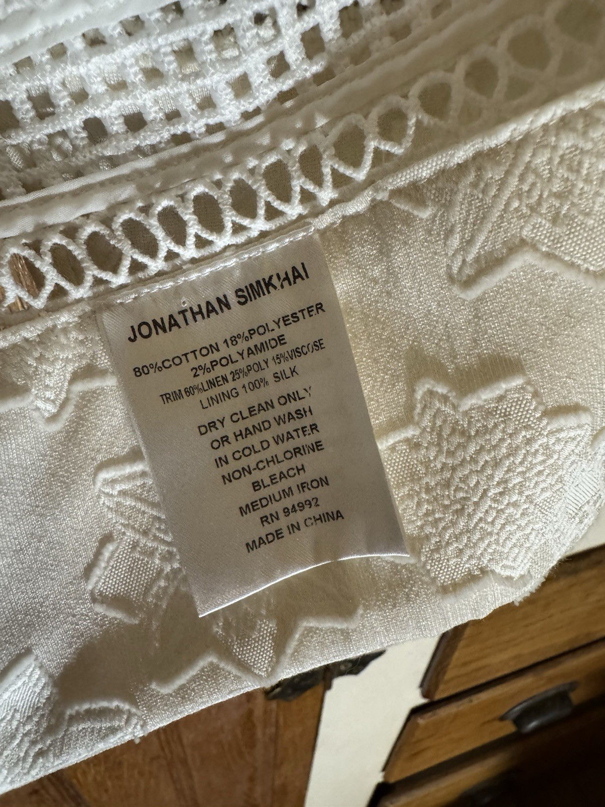 Jonathan Simkhai Lace Pattern Cropped Jacket Size… - image 3