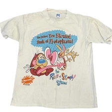 Vintage 1991 Ren & Stimpy T-Shirt Mens L Deadstock Nickelodeon Sun Sportswear