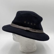 E2 Vintage Filson Mackinaw Virgin Wool Packer Hat Fedora Size L Made in USA Navy