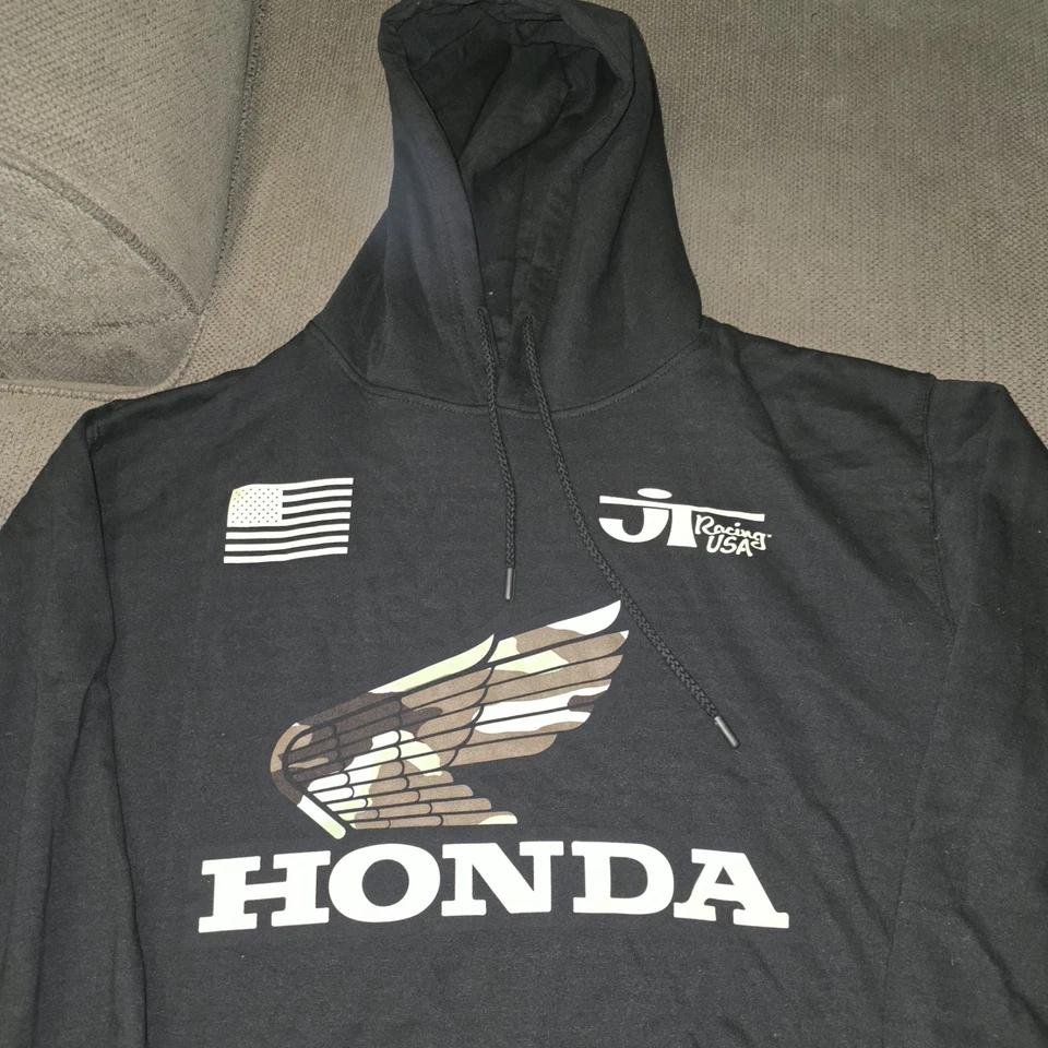 Sudadera con capucha HONDA JT Racing bandera de Estados Unidos para hombre talla grande Foto 3 de 4